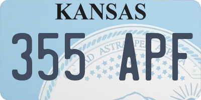KS license plate 355APF