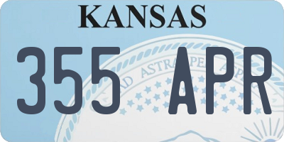 KS license plate 355APR