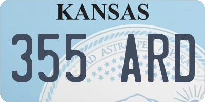KS license plate 355ARD