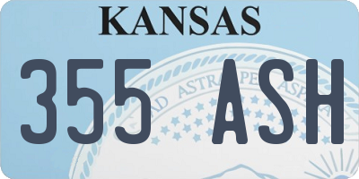 KS license plate 355ASH