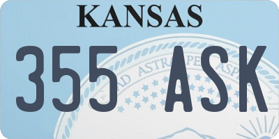 KS license plate 355ASK