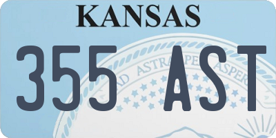 KS license plate 355AST
