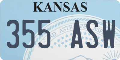 KS license plate 355ASW
