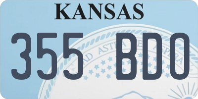 KS license plate 355BDO
