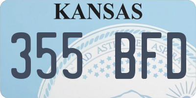 KS license plate 355BFD