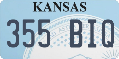 KS license plate 355BIQ