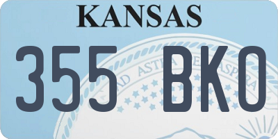 KS license plate 355BKO