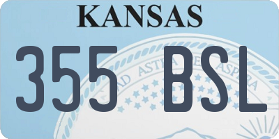KS license plate 355BSL