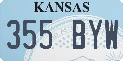 KS license plate 355BYW
