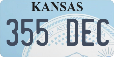 KS license plate 355DEC