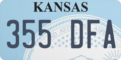 KS license plate 355DFA
