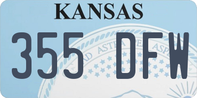 KS license plate 355DFW