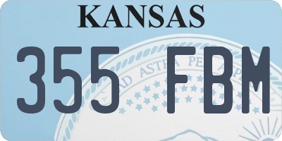KS license plate 355FBM