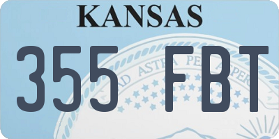 KS license plate 355FBT