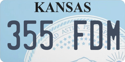 KS license plate 355FDM
