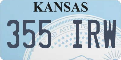 KS license plate 355IRW