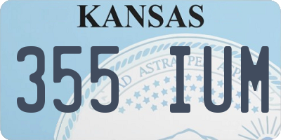 KS license plate 355IUM
