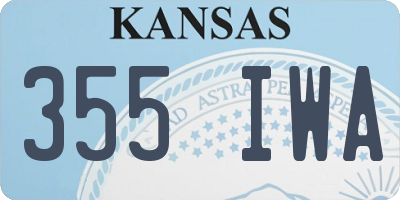KS license plate 355IWA