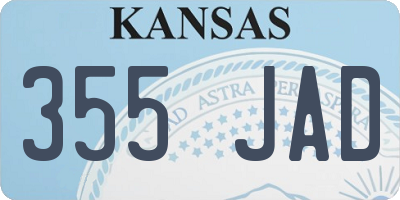 KS license plate 355JAD