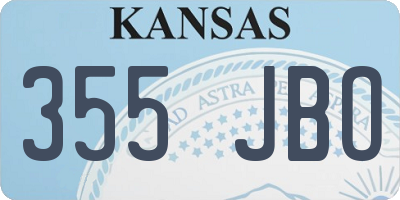KS license plate 355JBO