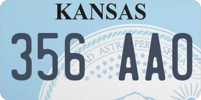 KS license plate 356AAO