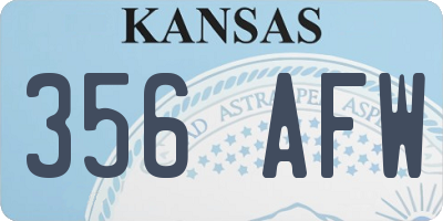 KS license plate 356AFW