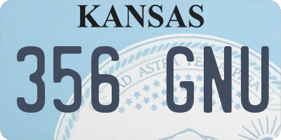 KS license plate 356GNU