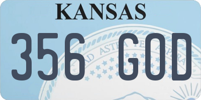 KS license plate 356GOD
