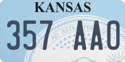 KS license plate 357AAO