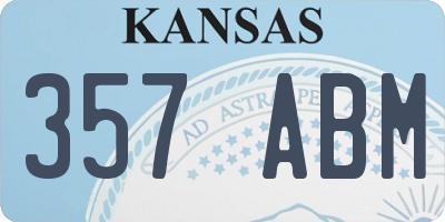 KS license plate 357ABM
