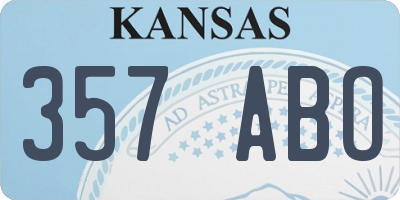 KS license plate 357ABO