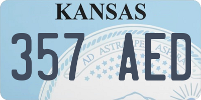 KS license plate 357AED
