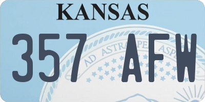 KS license plate 357AFW