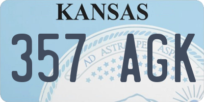 KS license plate 357AGK