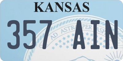 KS license plate 357AIN