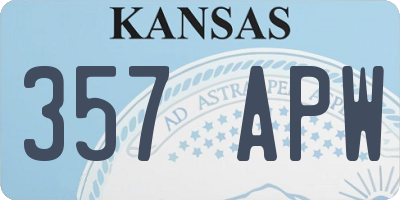 KS license plate 357APW