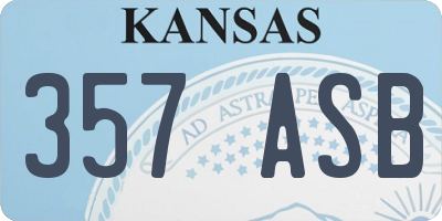 KS license plate 357ASB