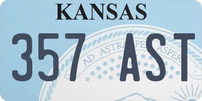 KS license plate 357AST