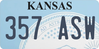KS license plate 357ASW