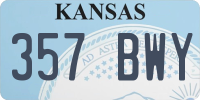 KS license plate 357BWY