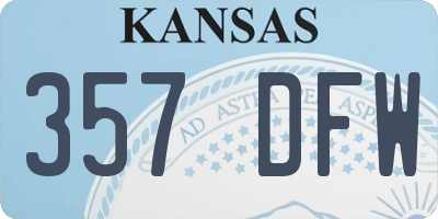 KS license plate 357DFW