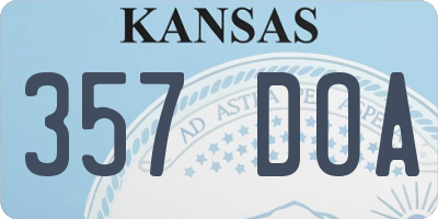 KS license plate 357DOA