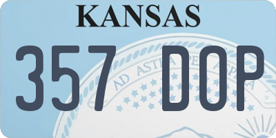 KS license plate 357DOP
