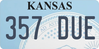 KS license plate 357DUE