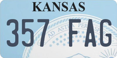KS license plate 357FAG