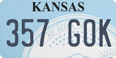KS license plate 357GOK