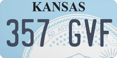 KS license plate 357GVF