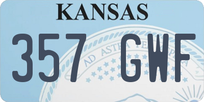 KS license plate 357GWF