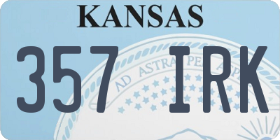 KS license plate 357IRK