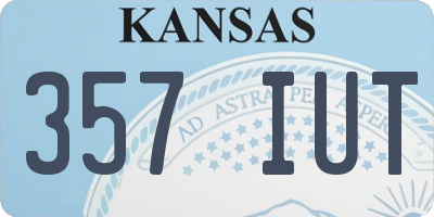 KS license plate 357IUT